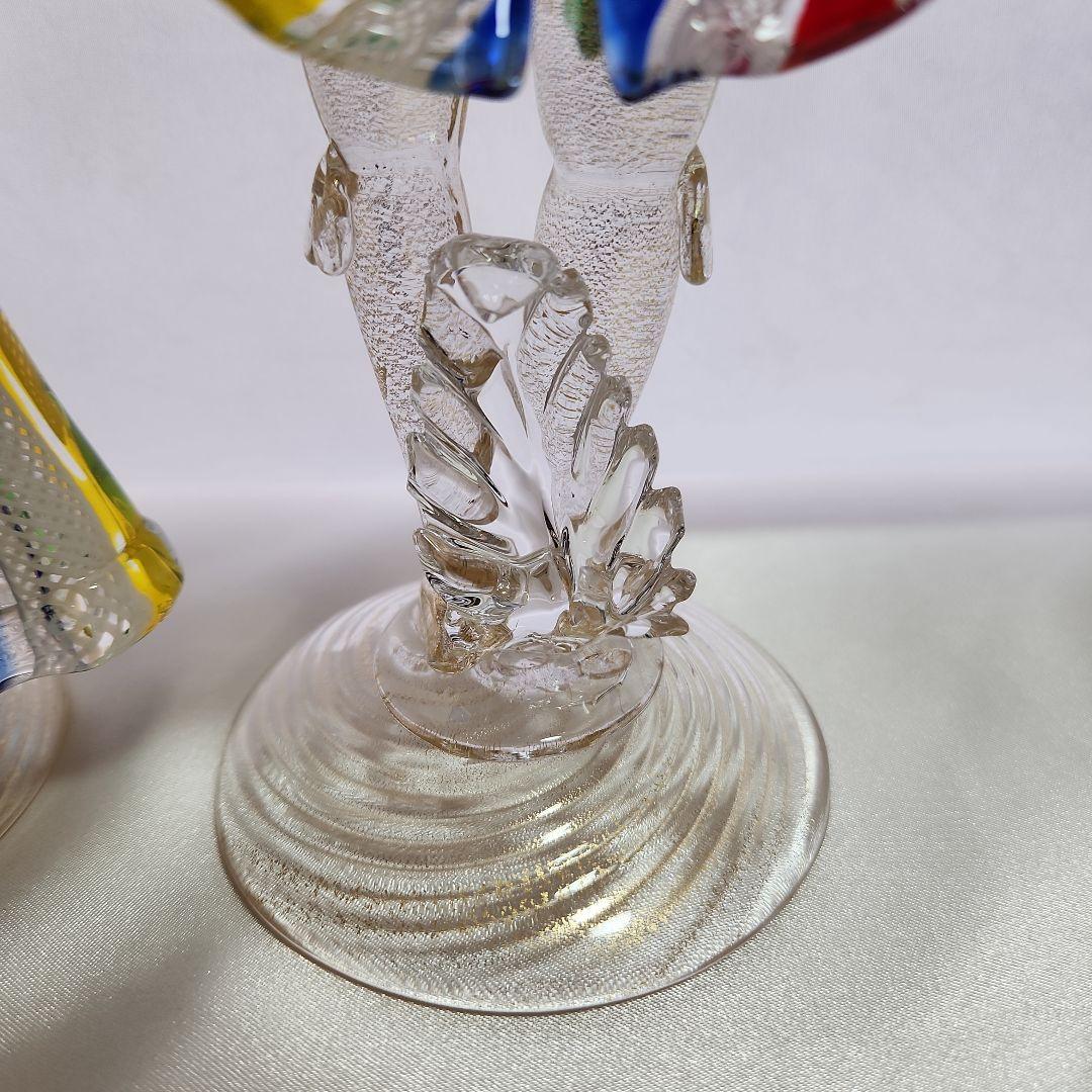 ま*ち様 ベネチアンガラス ムラーノグラス ペアドール レース柄 ヴェネチアンガ