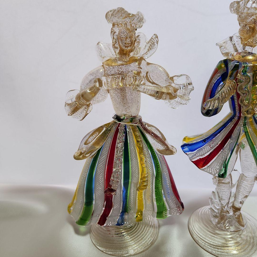 ま*ち様 ベネチアンガラス ムラーノグラス ペアドール レース柄 ヴェネチアンガ