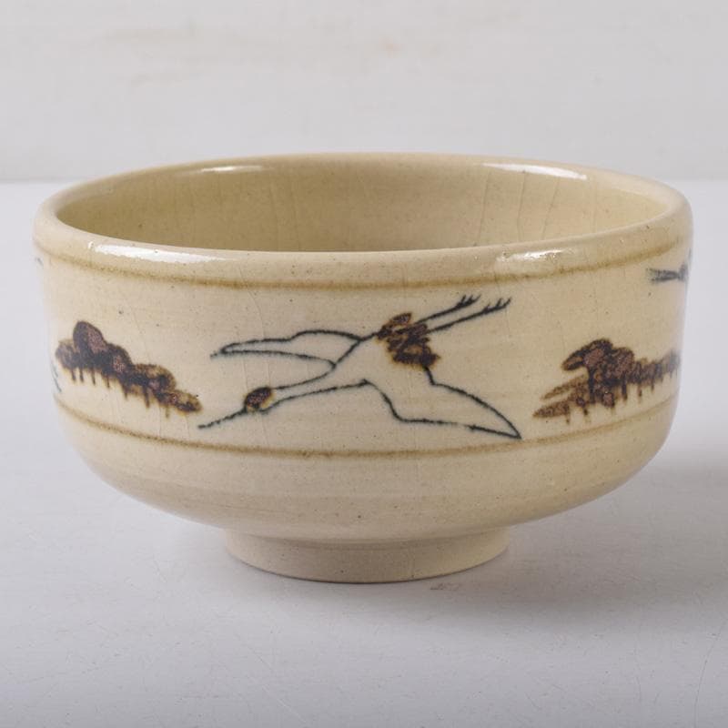 茶道具　阿漕焼　鶴松図　数茶碗　十客　共箱　V　7790A