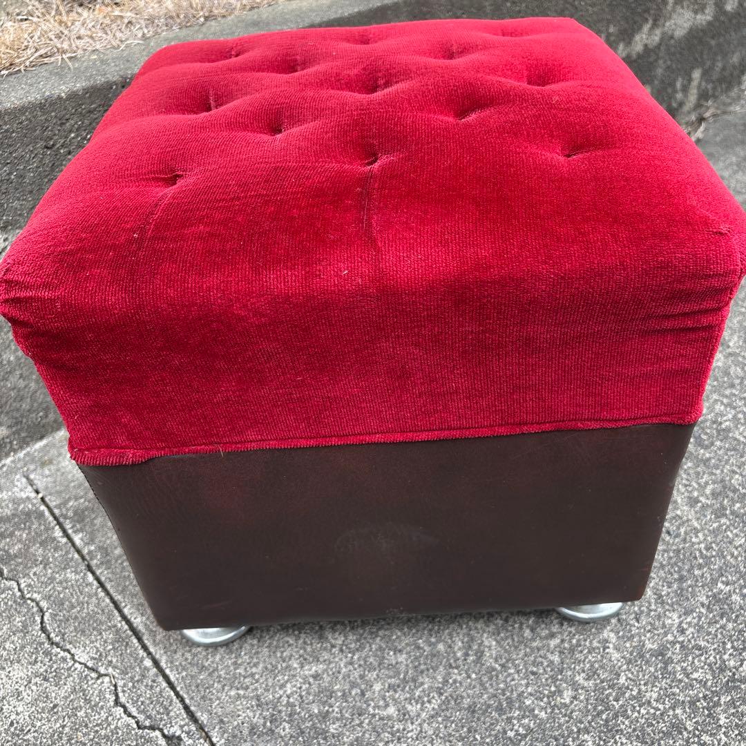 即日発送❣️シングルソファ　１つ　赤ベロア　ヴィンテージ 昭和レトロ