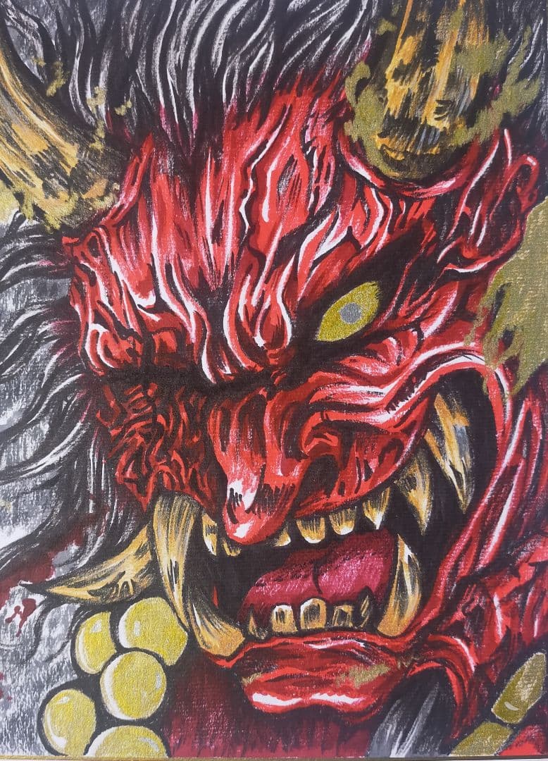 【真筆一点物】魔除鬼図 - 破邪顕正（筆ペン一発描き/肉筆画/大色紙）