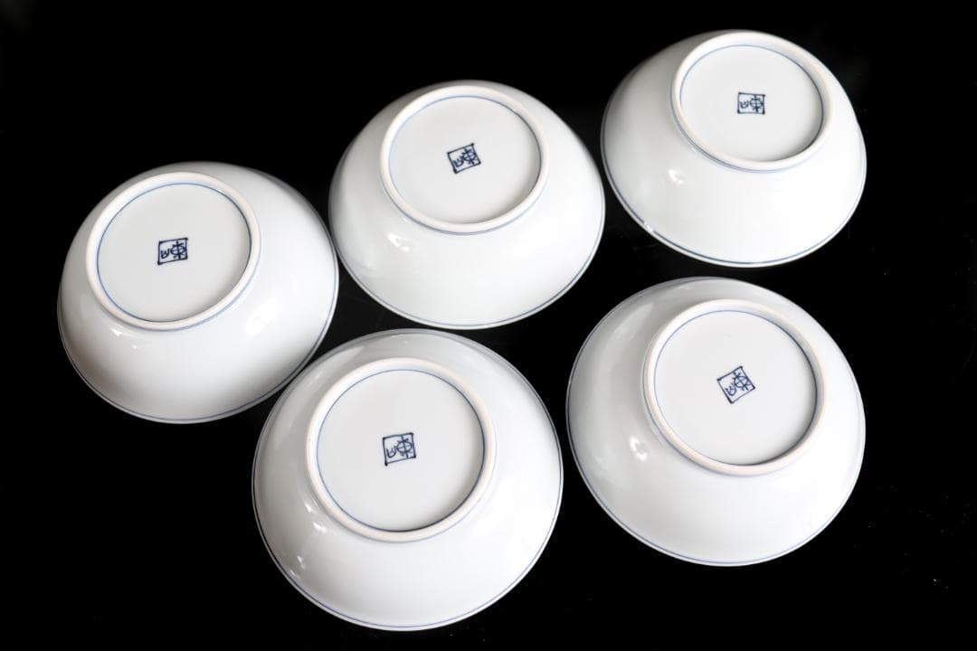 宮永東山 白磁牡丹文 小皿 5客 共箱 向付