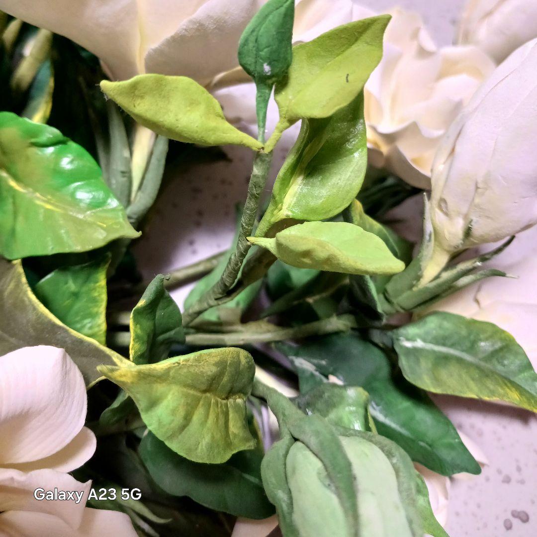 【美品】F1ガーデニア*オフホワイト⭐クレイ*インテリア*アレンジメント*ブーケ