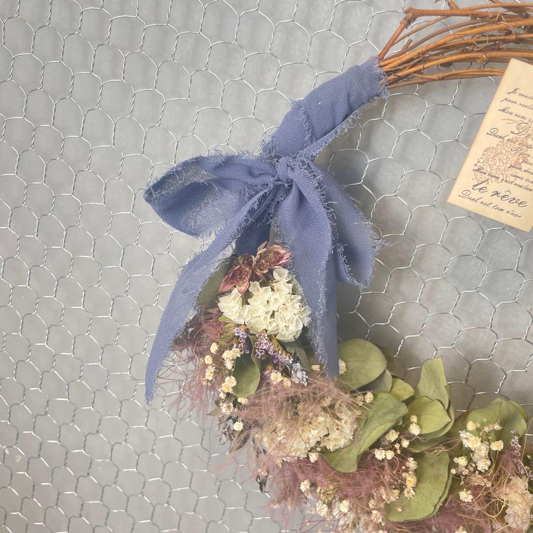 ！完売！　スモークツリーのふわふわリース　purple
