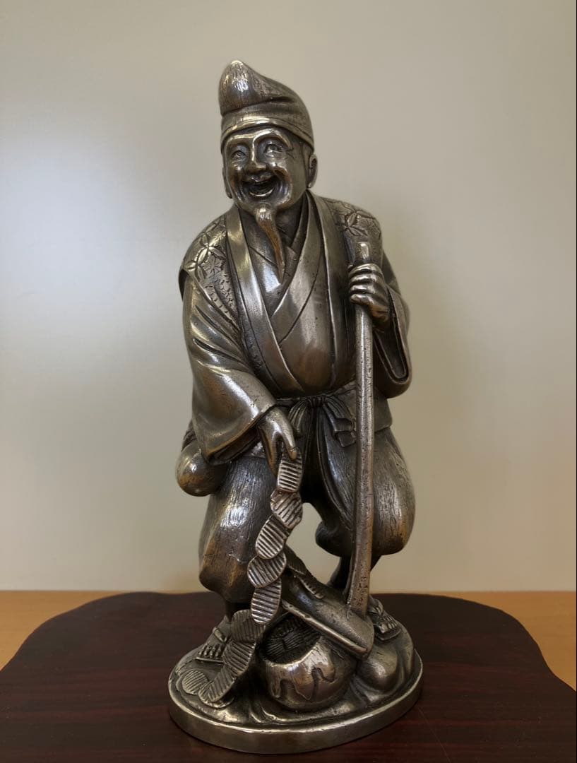 【如雲】花咲爺 蝋型鋳金 彫金家 銀製 アンティーク