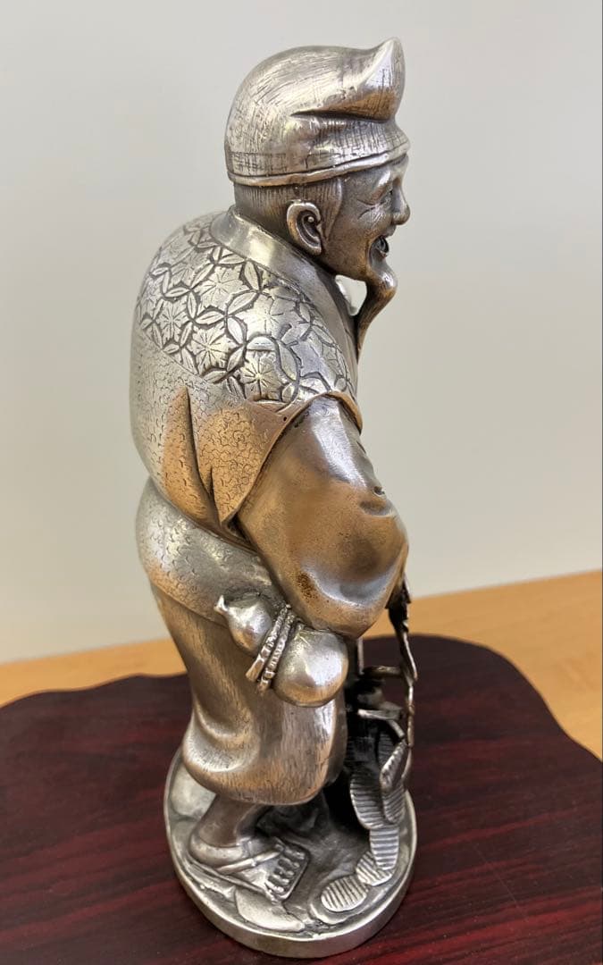 【如雲】花咲爺 蝋型鋳金 彫金家 銀製 アンティーク