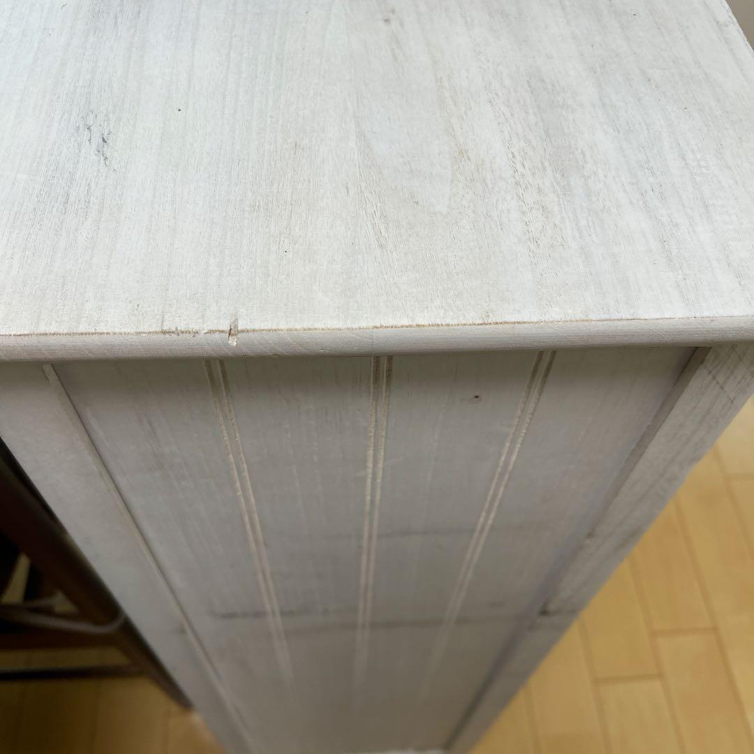 ホワイトシャビー　5段　SHABBY WOOD FURNITURE アンティーク