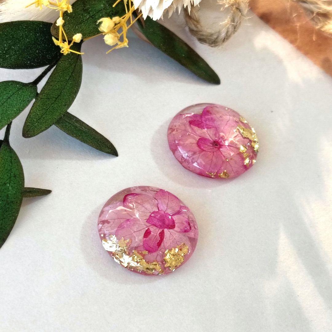 《ピンクベアー様お取置品》NO.1007 ピアス　イヤリング　紫陽花　金箔