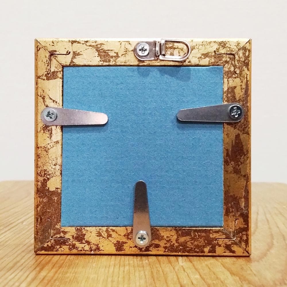 内野隆文　絵画作品　抽象画　段ボールにアクリル　現代アート　ミニ額　額縁