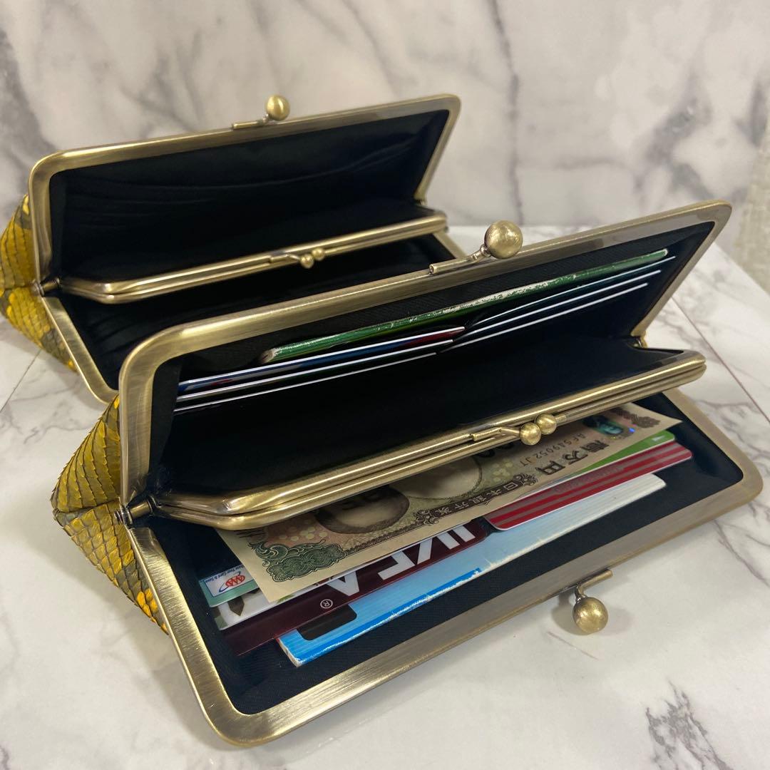 you　ハンドメイド　パイソンの本革親子がま口財布2点
