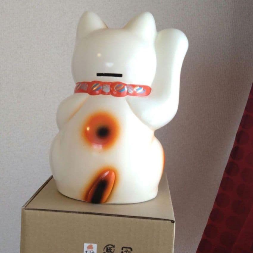 今だけ限定値引✨お金呼び、開運招き猫》白猫右手上げ7号　特別製作現品限り