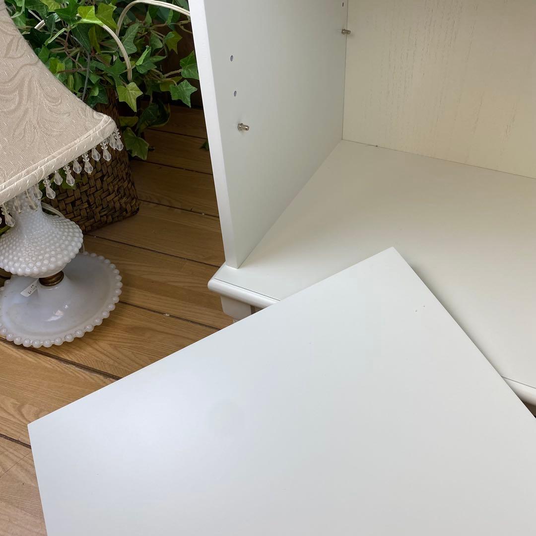 フレンチカントリー北欧調ホワイトサイドキャビネット飾り棚収納家具姫系インテリア