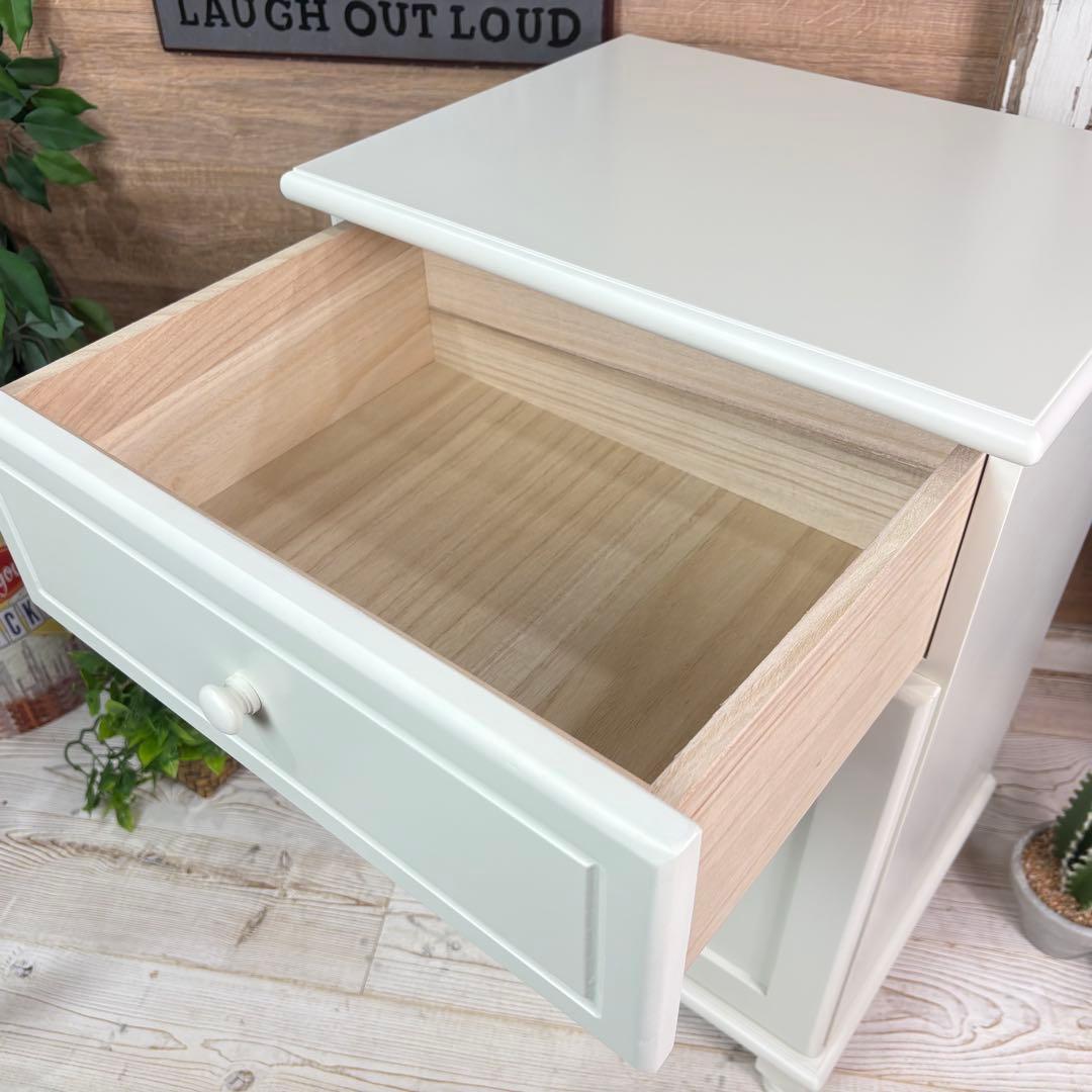 フレンチカントリー北欧調ホワイトサイドキャビネット飾り棚収納家具姫系インテリア