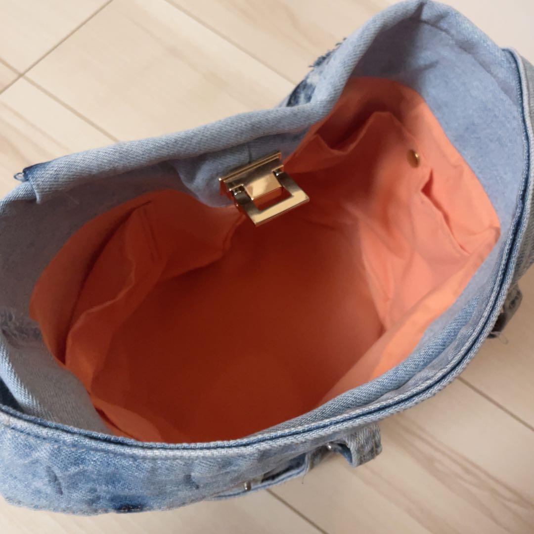 デニム リメイク バケツ型 ワンハンドルバッグ