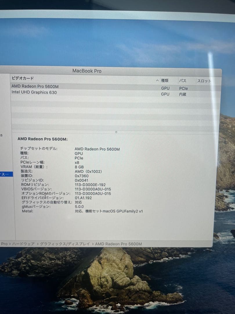 MacBook pro/16インチ/i9/2019/メモリ32GB/1TB