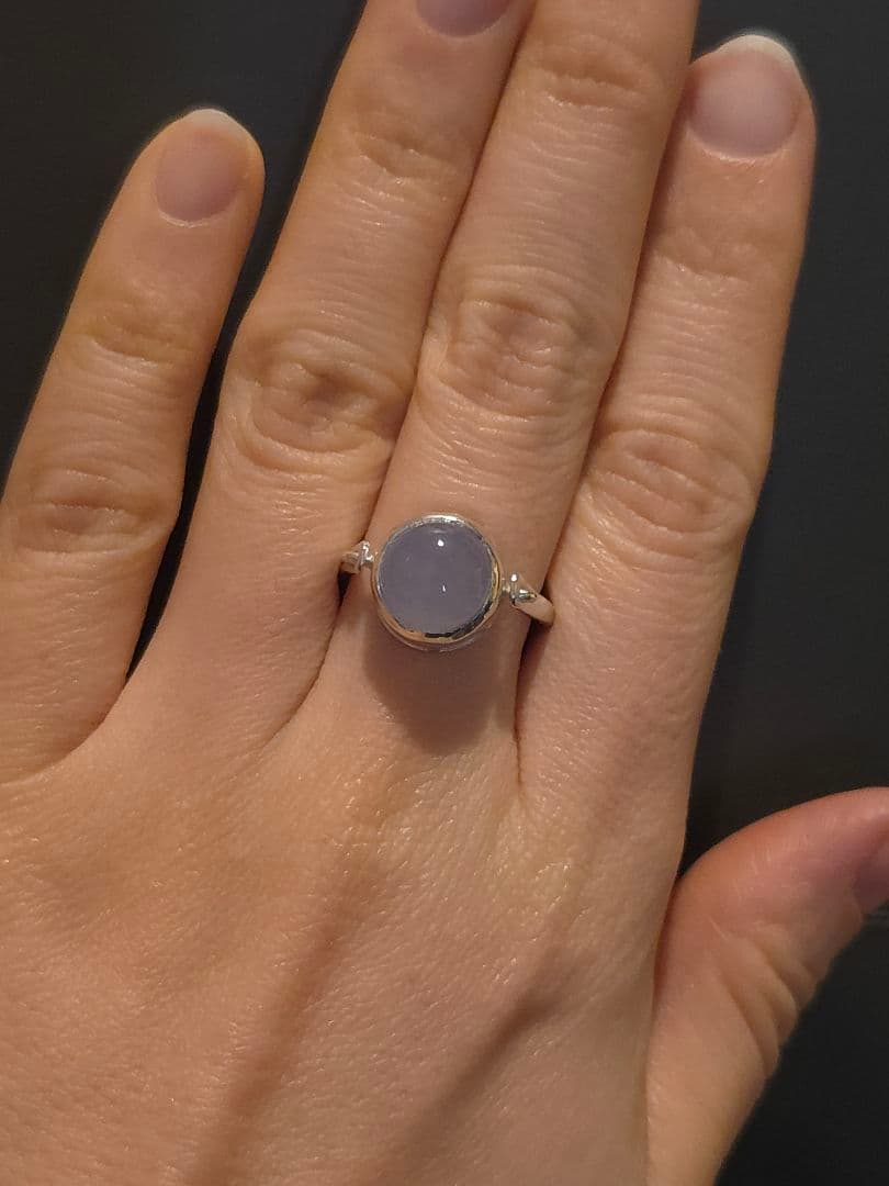 ハンドメイド　カルセドニー　シルバーリング　12号