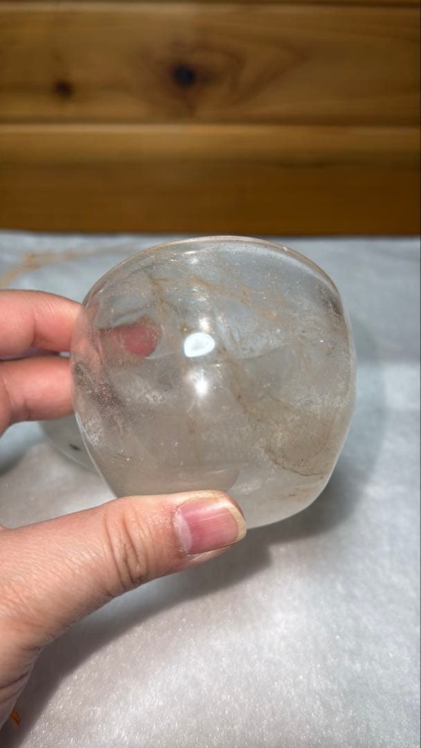 ②天然本水晶 浄化皿 手磨き リモナイト共生 小鉢 コップ 水晶水エッセンス作り