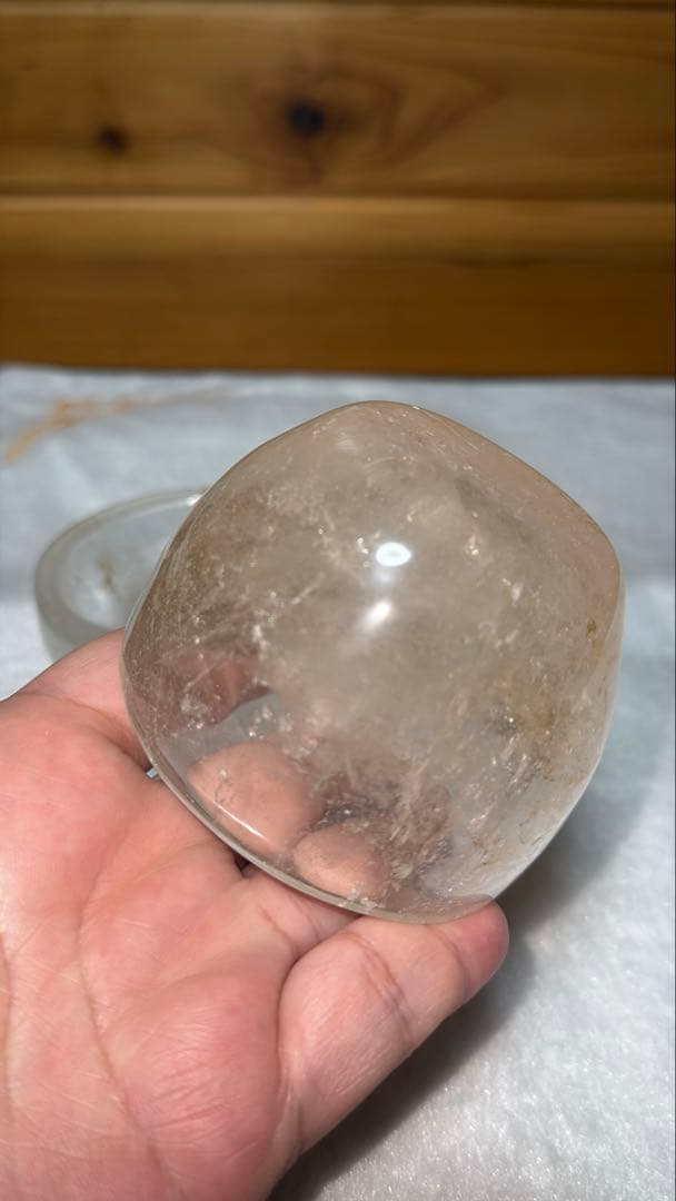 ②天然本水晶 浄化皿 手磨き リモナイト共生 小鉢 コップ 水晶水エッセンス作り