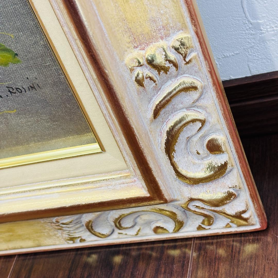 R. Rosini サイン入り 油彩画 花の静物 額装 F4号 インテリア