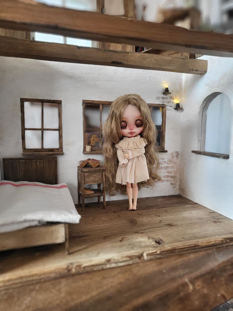 背景ボード　ミニチュアハウス　ドールハウス　アンティーク　ブライス　1/6サイズ