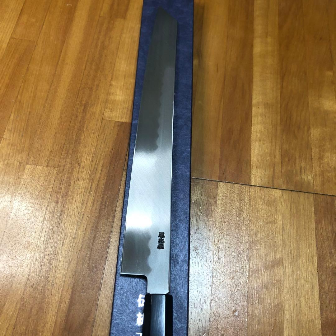 本焼 白鋼 池田美和 切付柳刃300mm 黒檀八角水牛柄