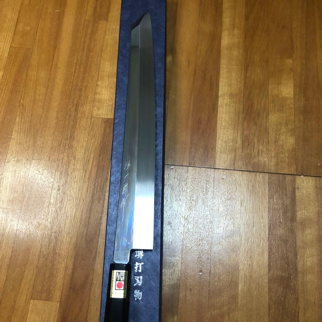 本焼 白鋼 池田美和 切付柳刃300mm 黒檀八角水牛柄