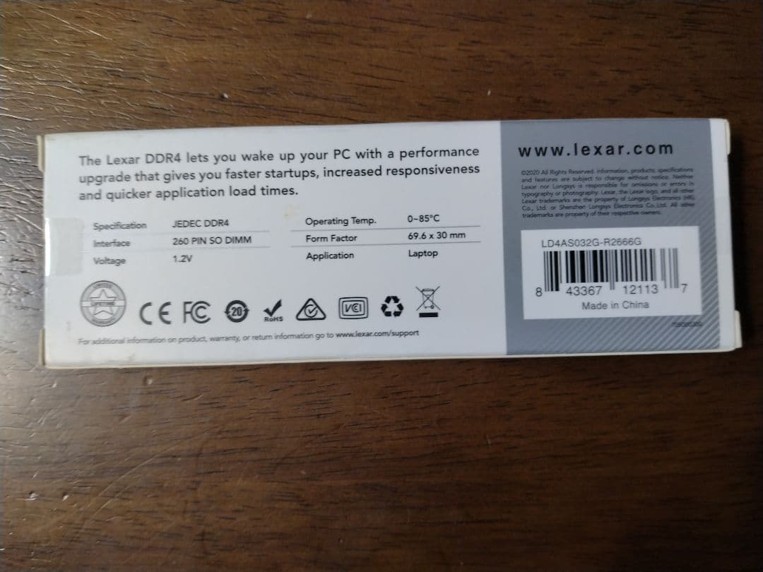 [新品未開封] lexar DDR4 32GB(32GB×1) ノート用