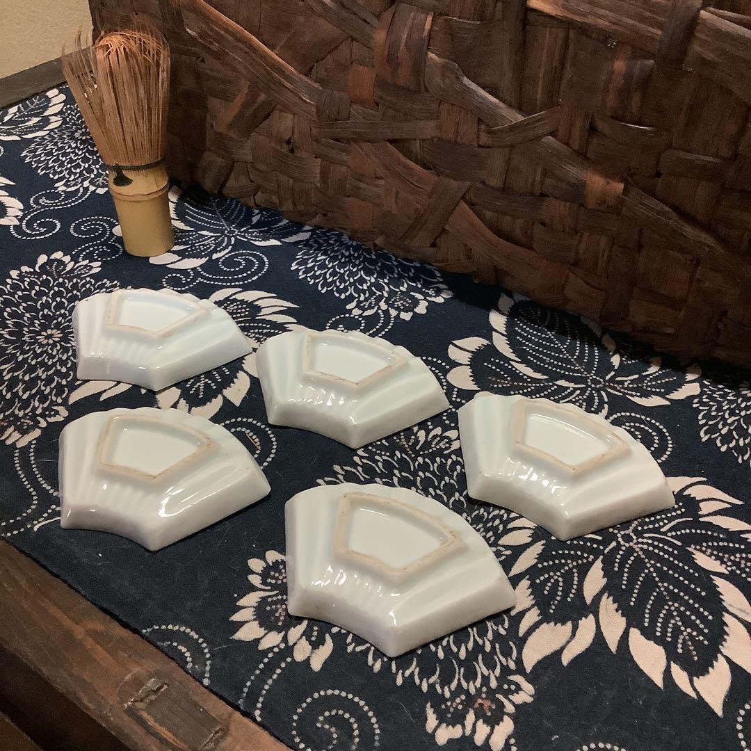 古伊万里　希少　扇型　豆皿　鳳凰紋　5客　九谷焼・李朝・輪島塗・珉平焼好きにも