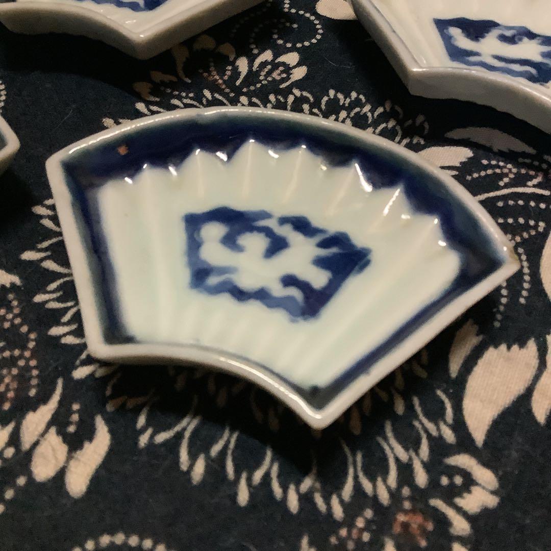 古伊万里　希少　扇型　豆皿　鳳凰紋　5客　九谷焼・李朝・輪島塗・珉平焼好きにも