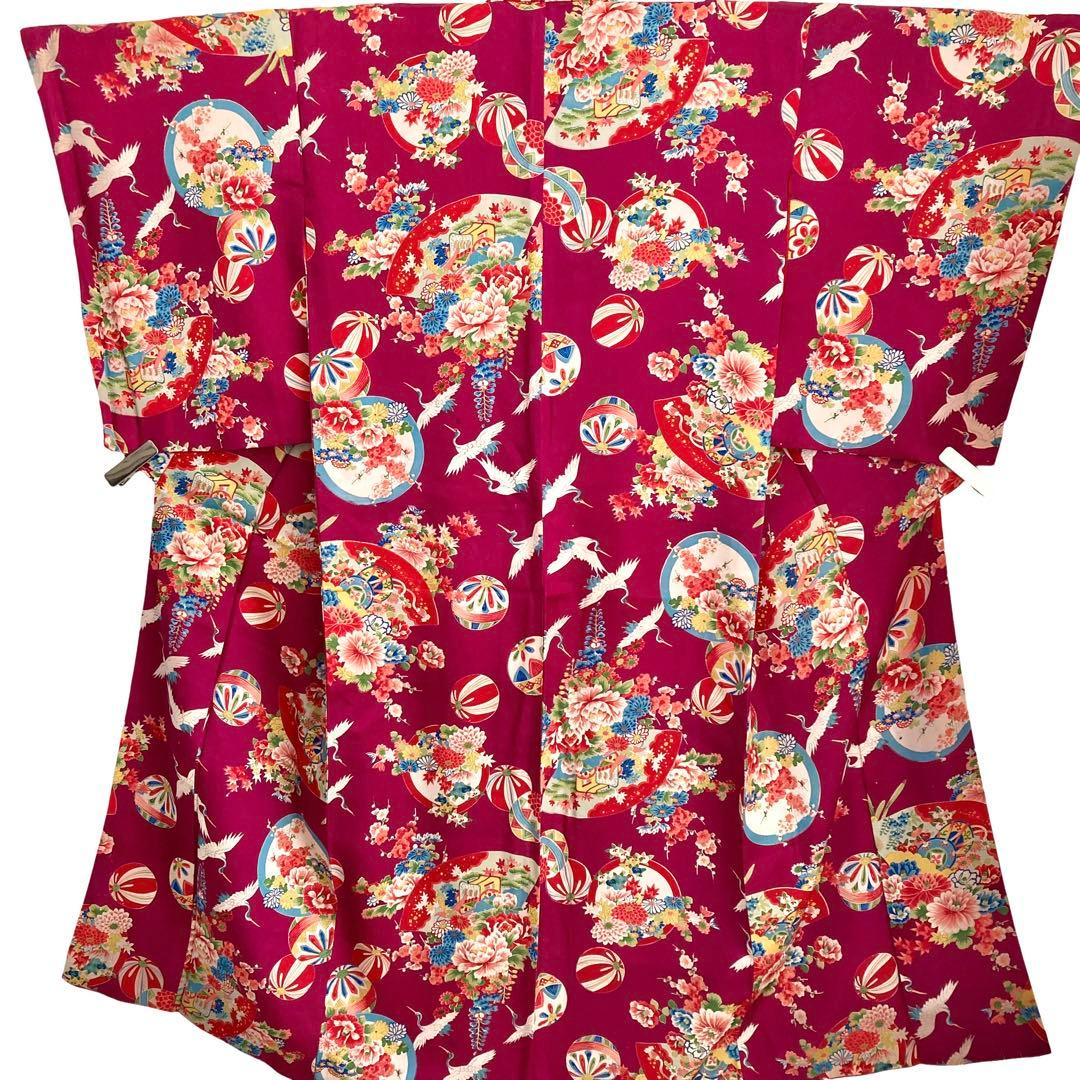 アンティーク 女の子 鶴 子供着物 七五三 アンティーク着物 NO44