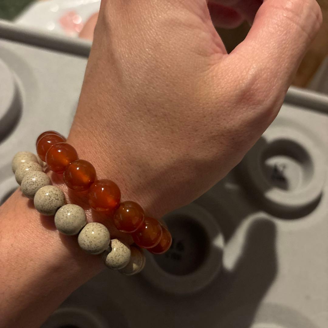 オレンジ龍眼天珠！カーネリアン！すっごい天珠！綺麗！