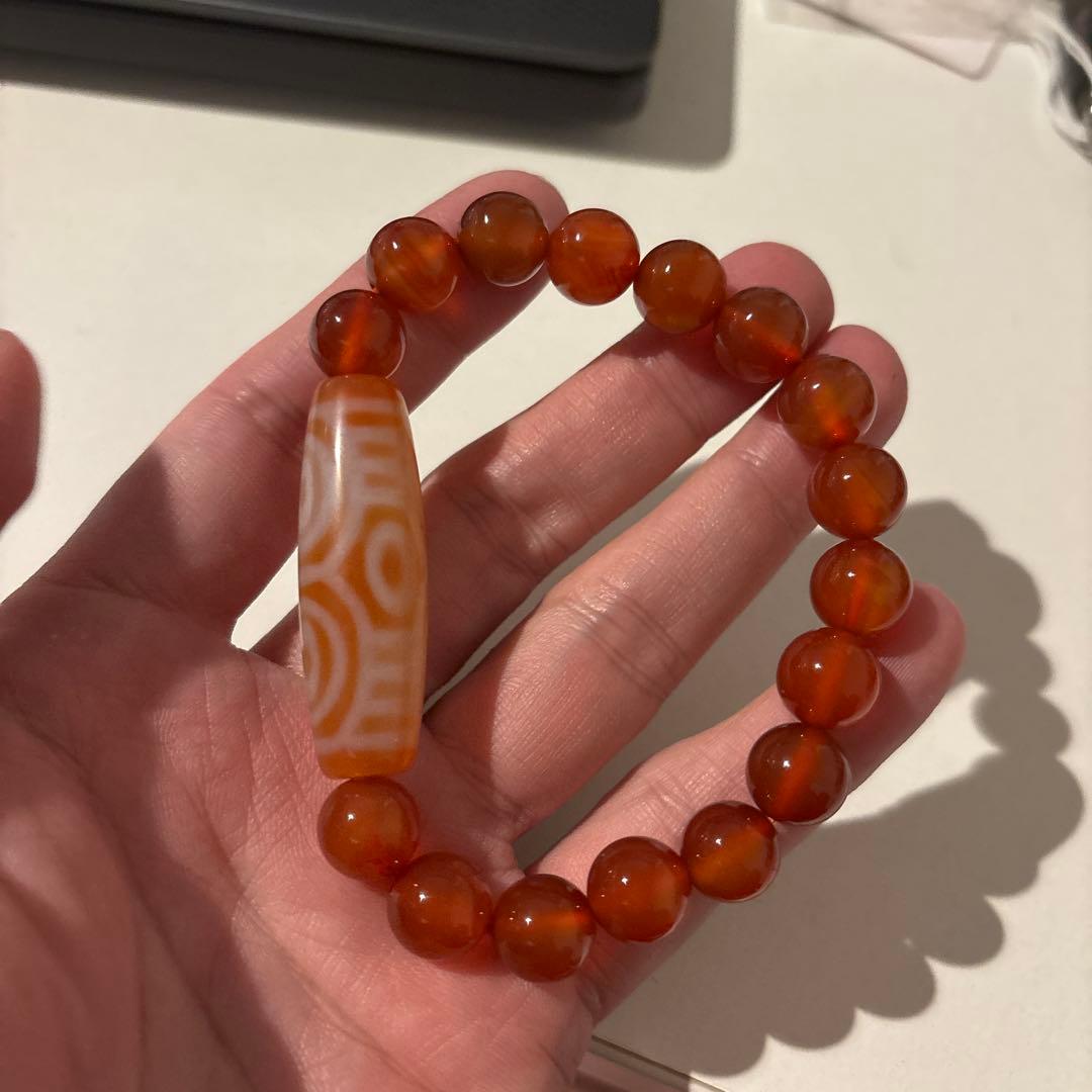 オレンジ龍眼天珠！カーネリアン！すっごい天珠！綺麗！