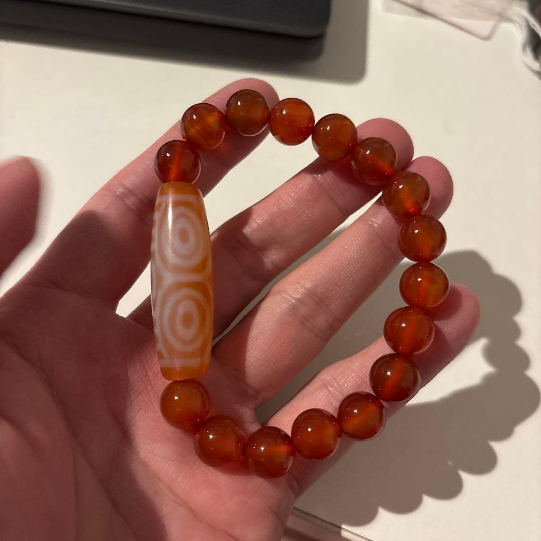 オレンジ龍眼天珠！カーネリアン！すっごい天珠！綺麗！