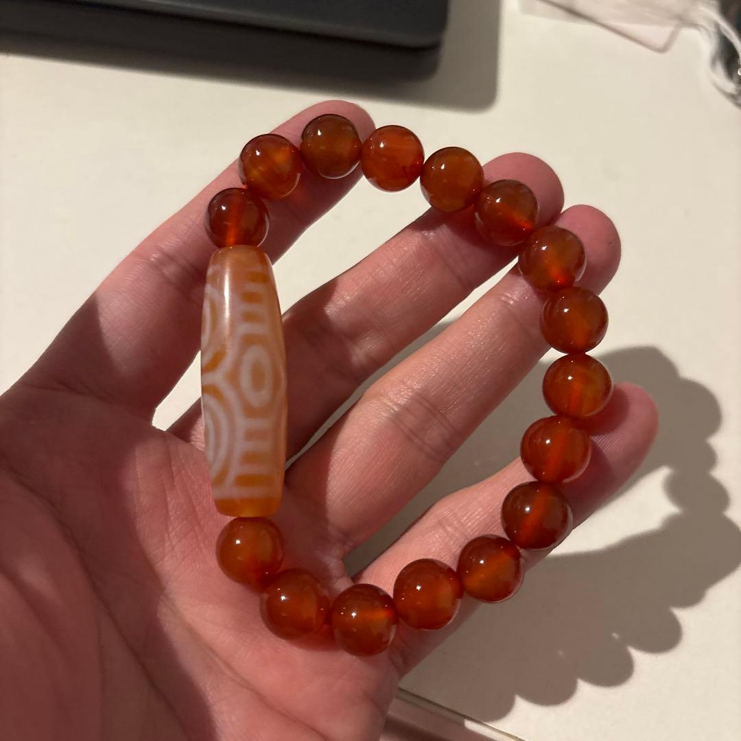 オレンジ龍眼天珠！カーネリアン！すっごい天珠！綺麗！