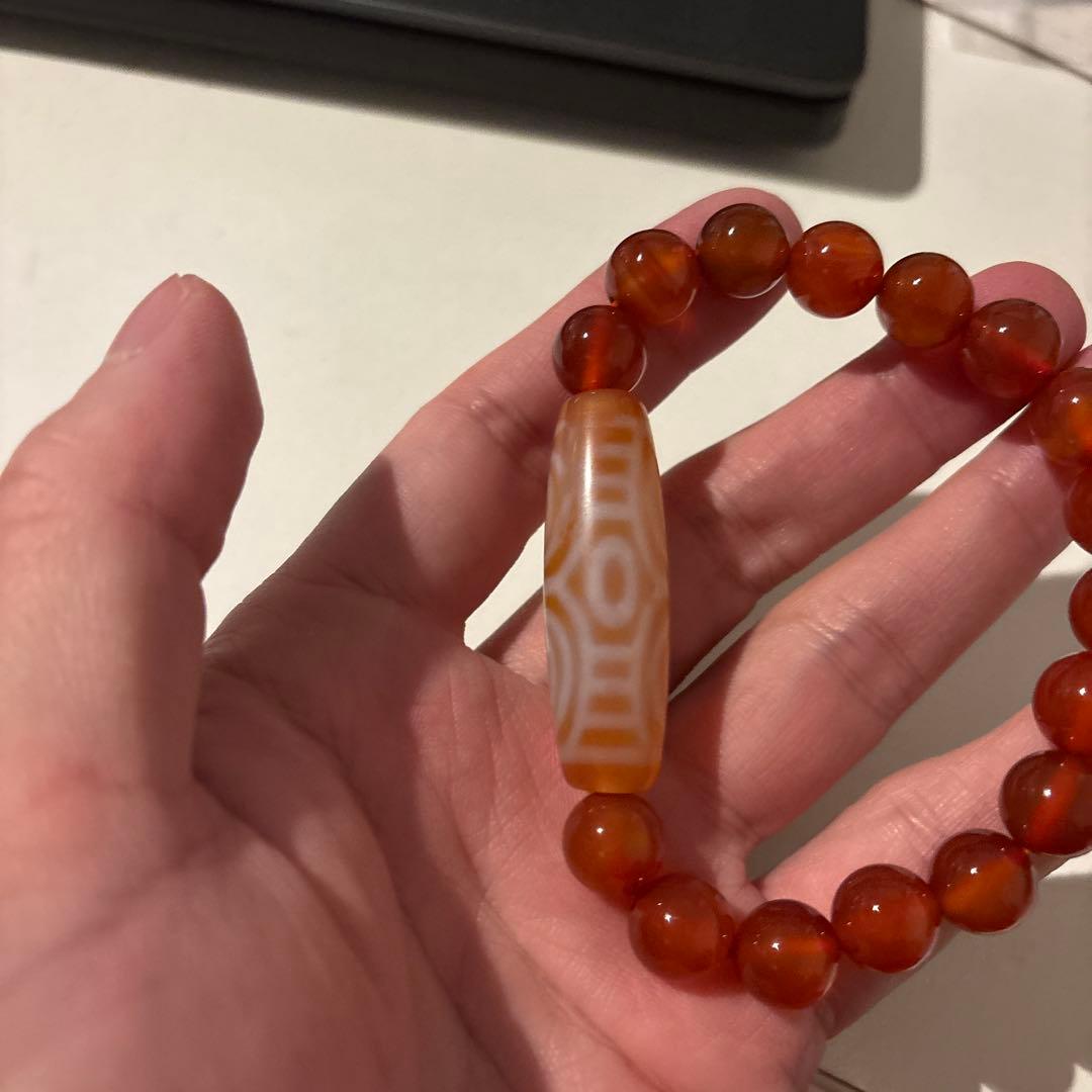 オレンジ龍眼天珠！カーネリアン！すっごい天珠！綺麗！