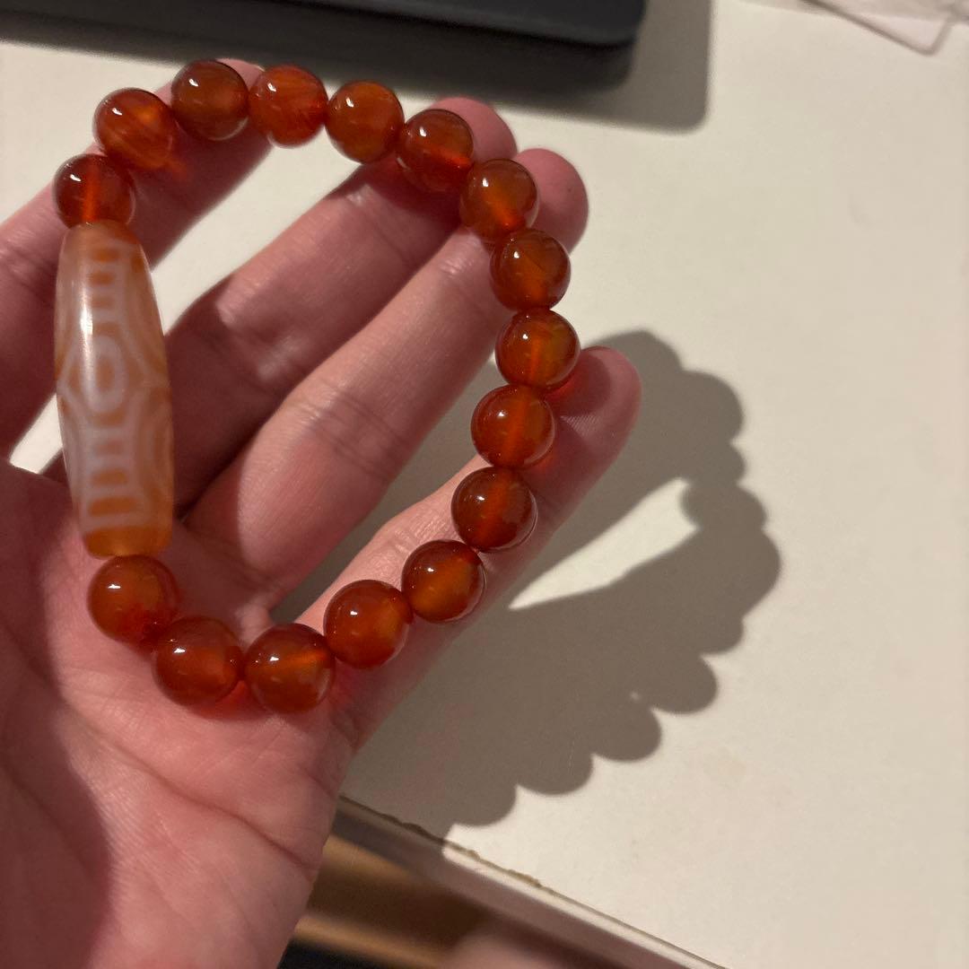 オレンジ龍眼天珠！カーネリアン！すっごい天珠！綺麗！