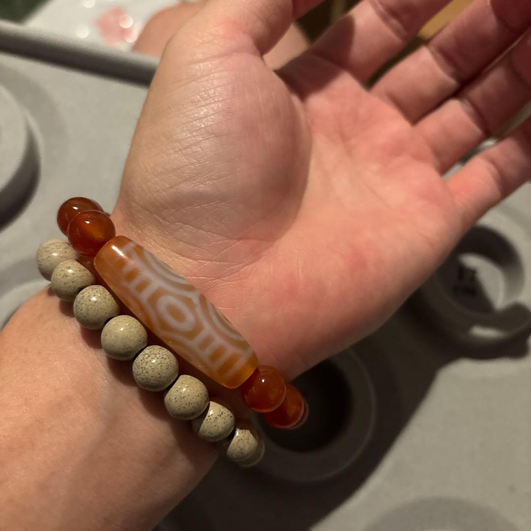 オレンジ龍眼天珠！カーネリアン！すっごい天珠！綺麗！