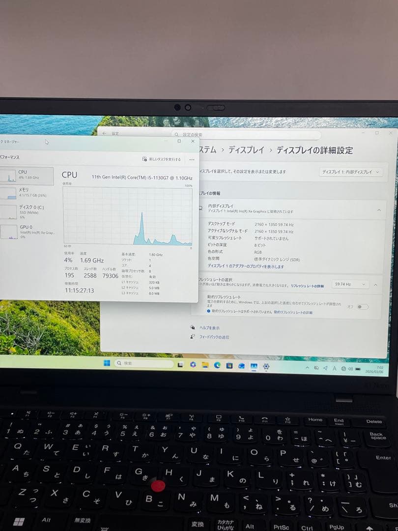 Windowsノート本体 ThinkPad X1 nano Gen1 i5-1130G7 16G 512G