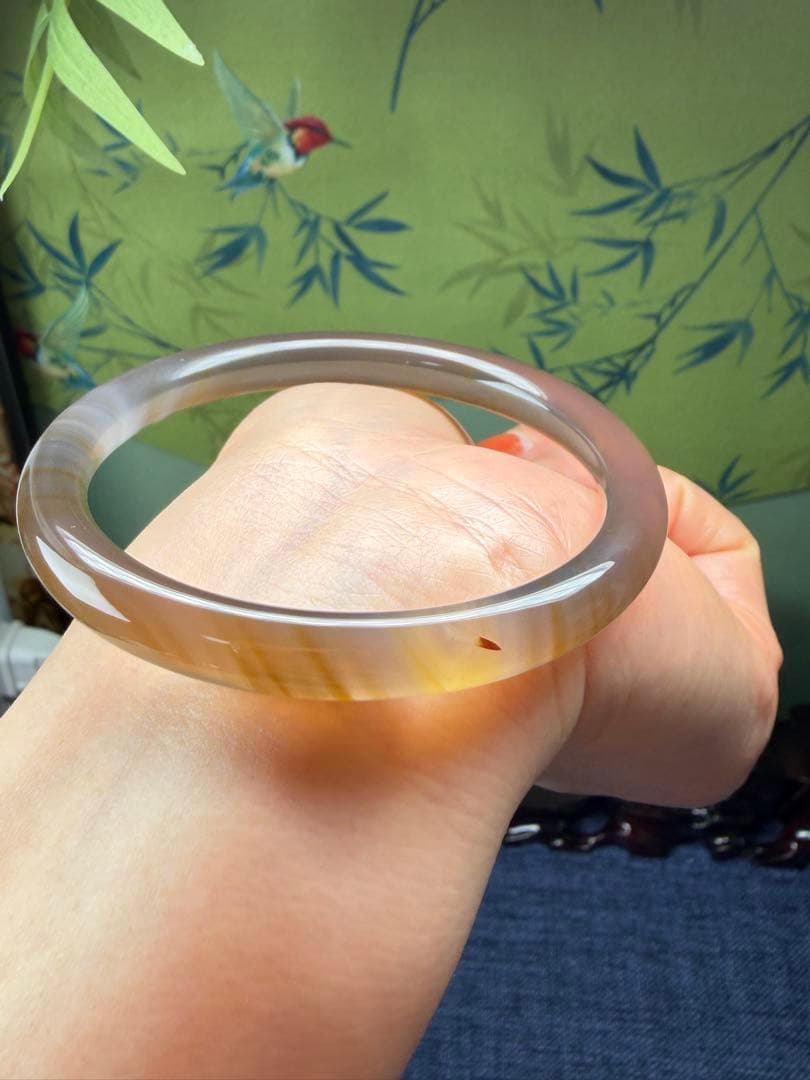 天然無処理瑪瑙　超レア❣️ 神秘的グラデーション氷種瑪瑙バングル