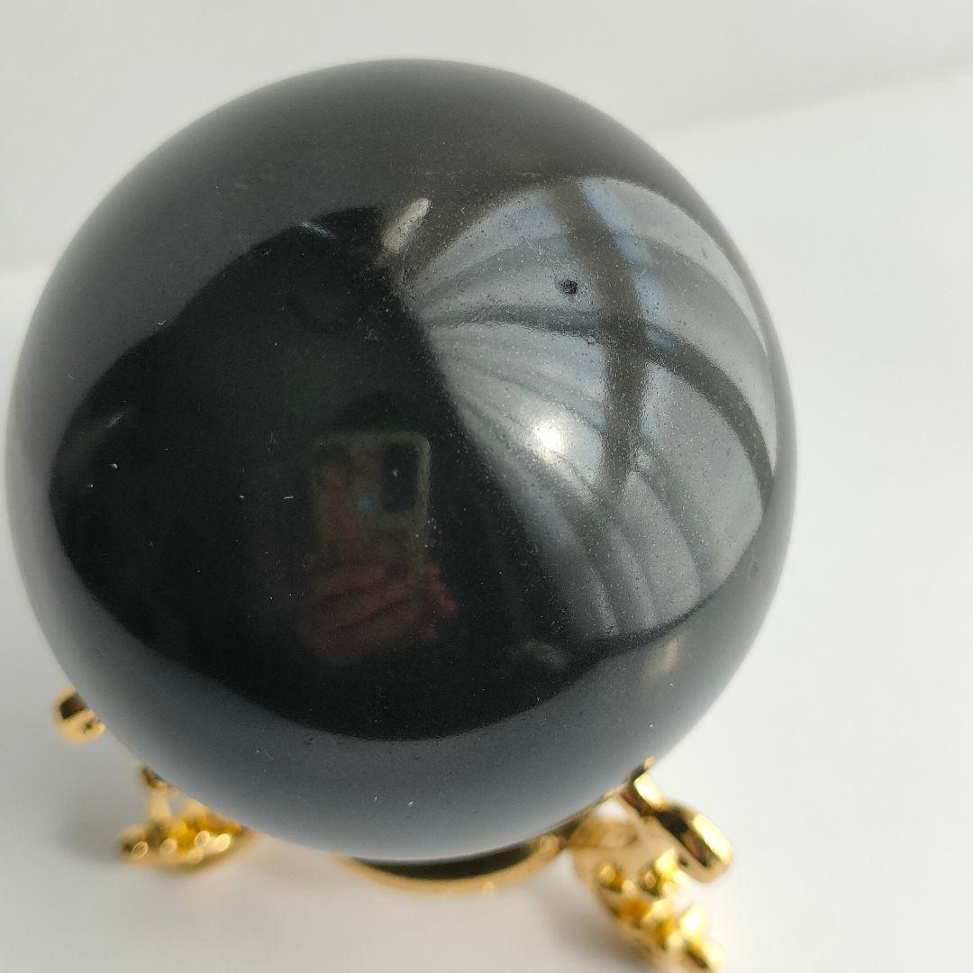 高品質レア◇ブラックトルマリンスフィア*a 52mm・228g／天然石 丸玉