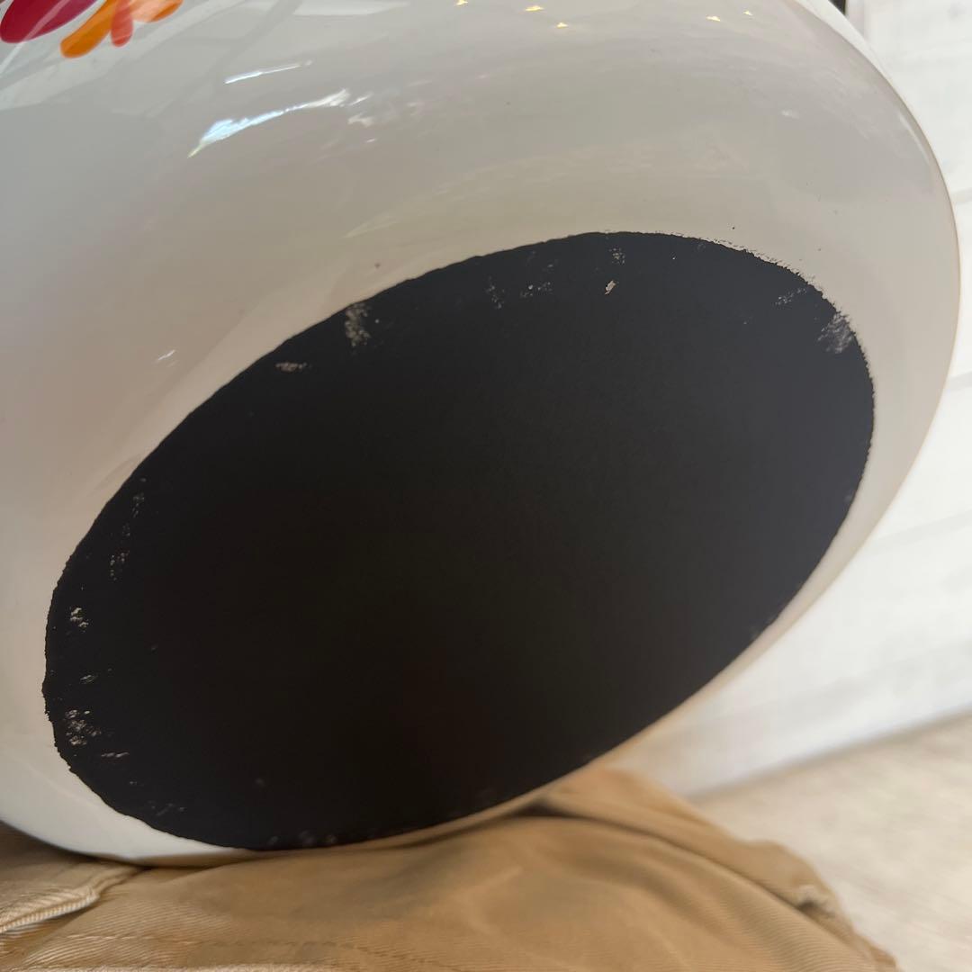 新品未使用 マルビシ ホーロー 両手鍋　昭和　レトロ 調理器具 お玉付き 花柄