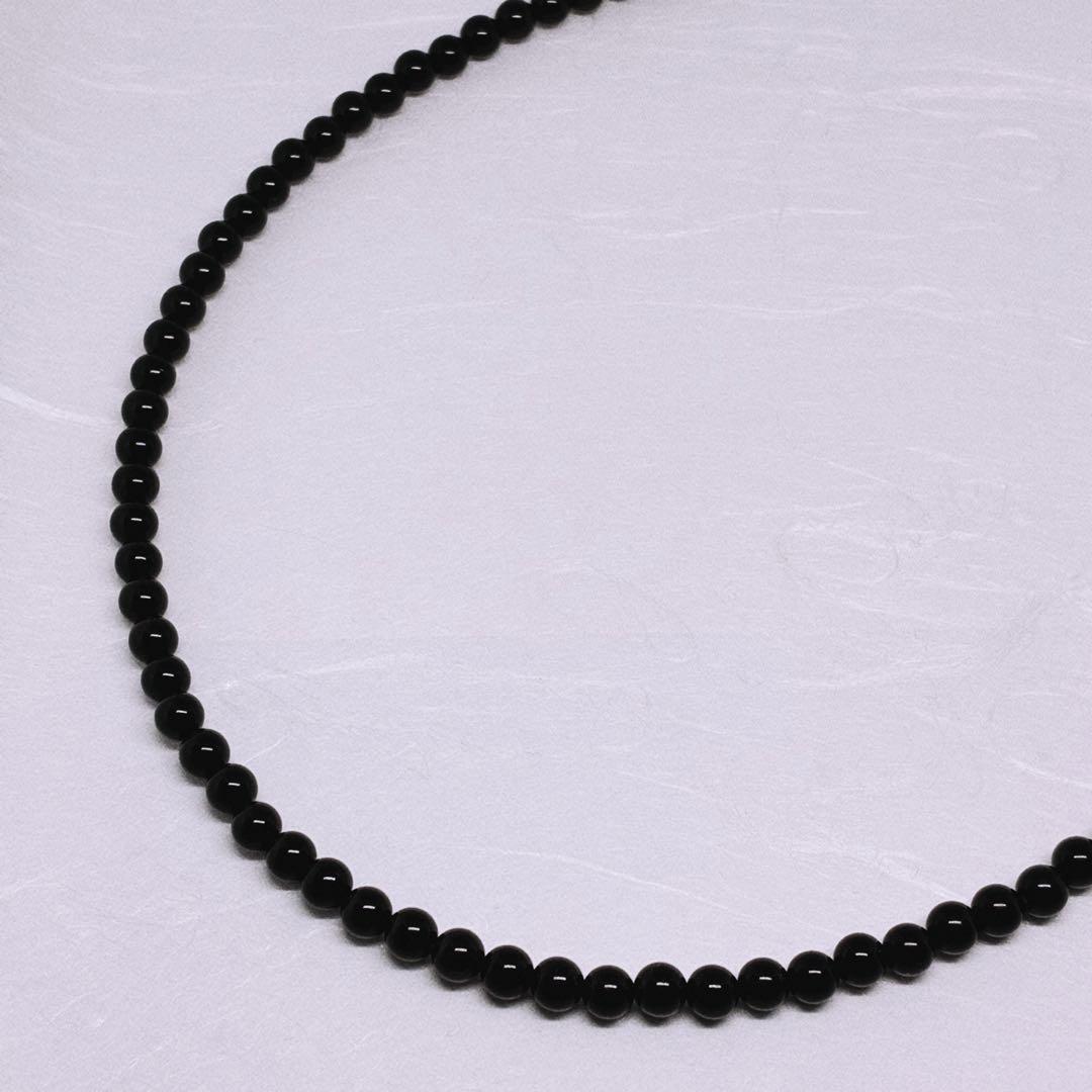AAAモリオン丸4mm×108個ネックレス約49cm 黒水晶　魔除け　厄除け
