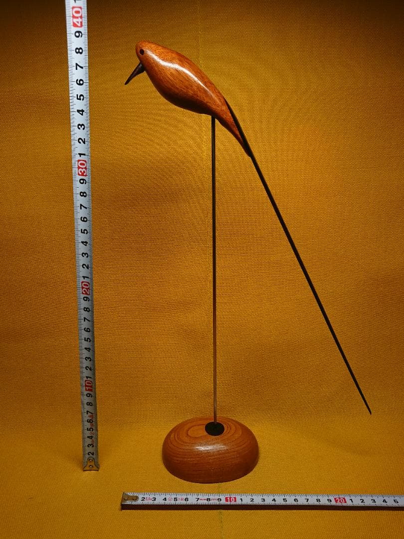 【美品】トリ　鳥　木彫　ビンテージ　置物　インテリア　工芸品　美術品　A2832