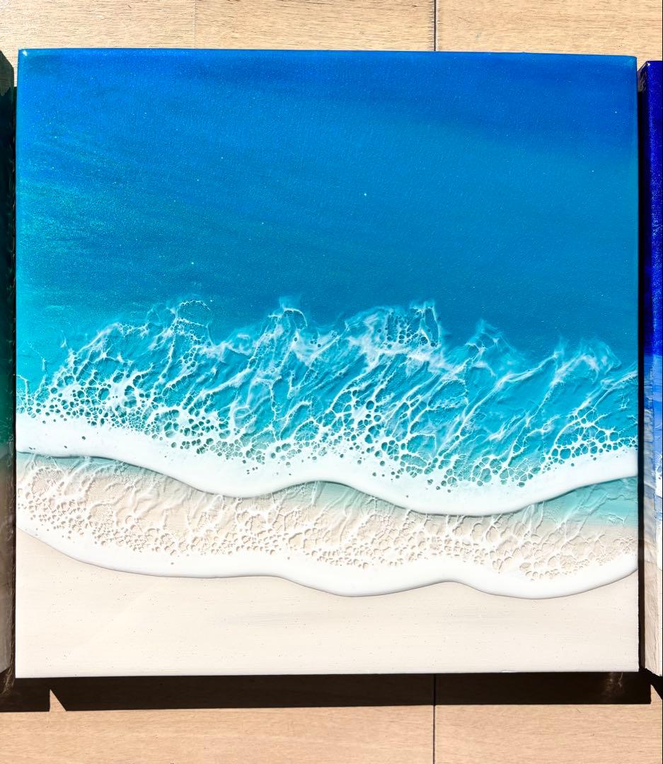 【つながる海 】今の気分で海を選びたい方へ レジンアート　30cm角×3枚