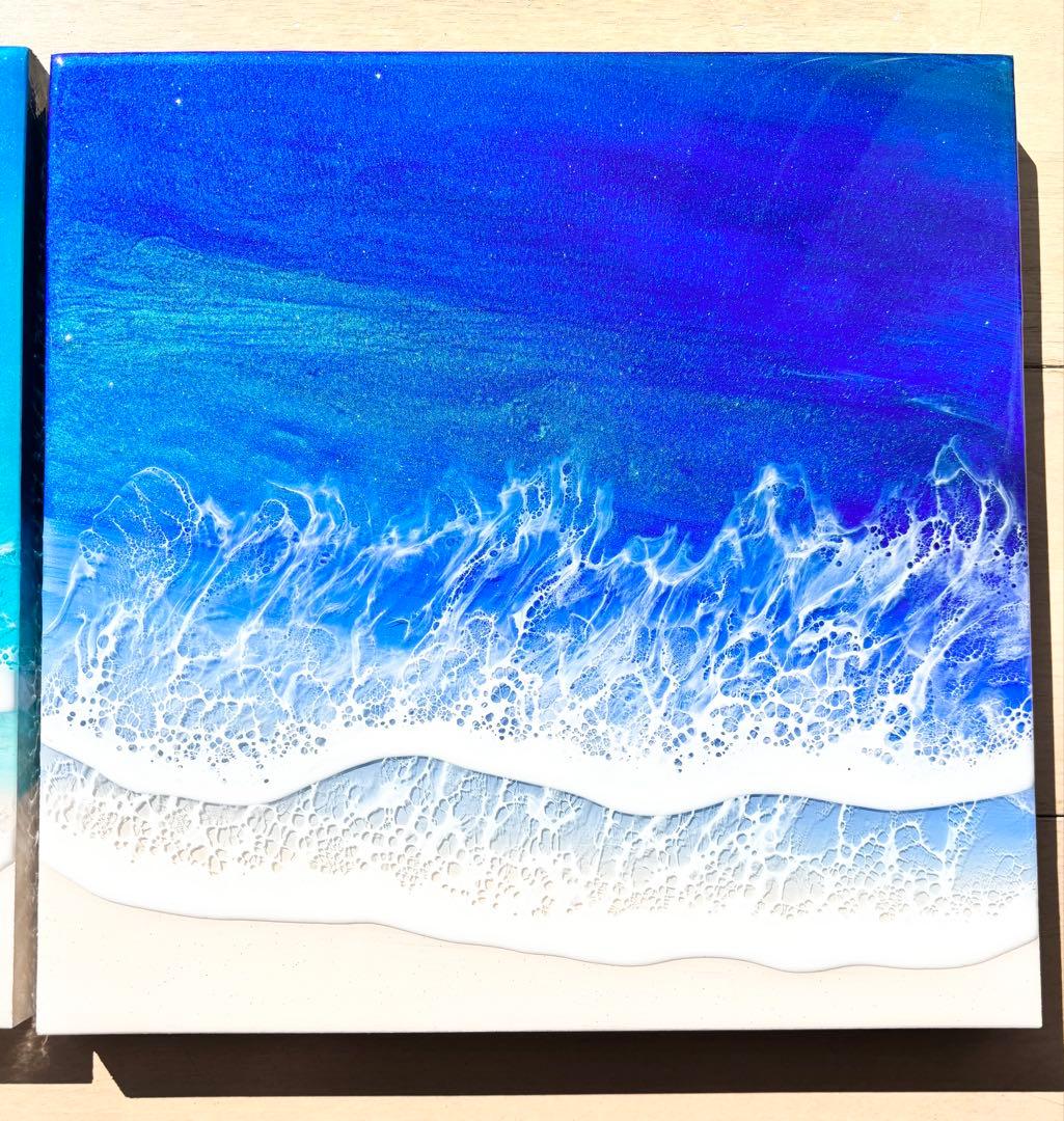 【つながる海 】今の気分で海を選びたい方へ レジンアート　30cm角×3枚
