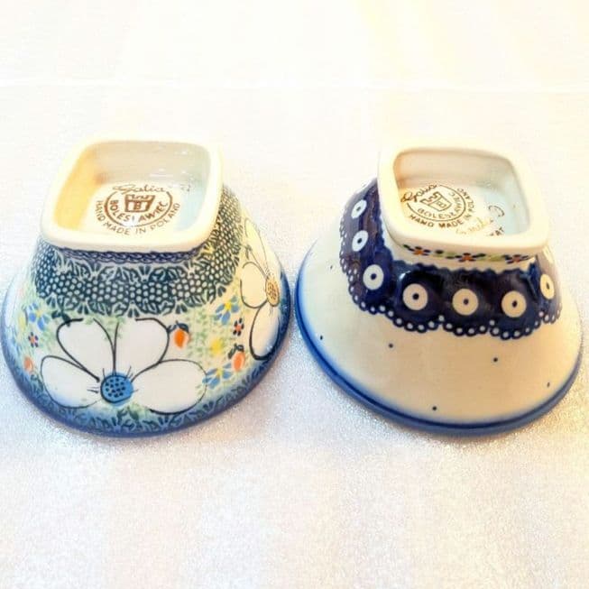 ポーランド食器　白いお花と赤いお花　脚付きボウル　２点セット　ガリア