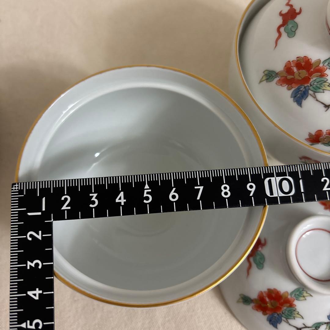 お値下げ‼︎ 有田焼弥右衛門窯　柿右衛門様式　古伊万里　蓋つき小鉢　赤絵蓋向付5客