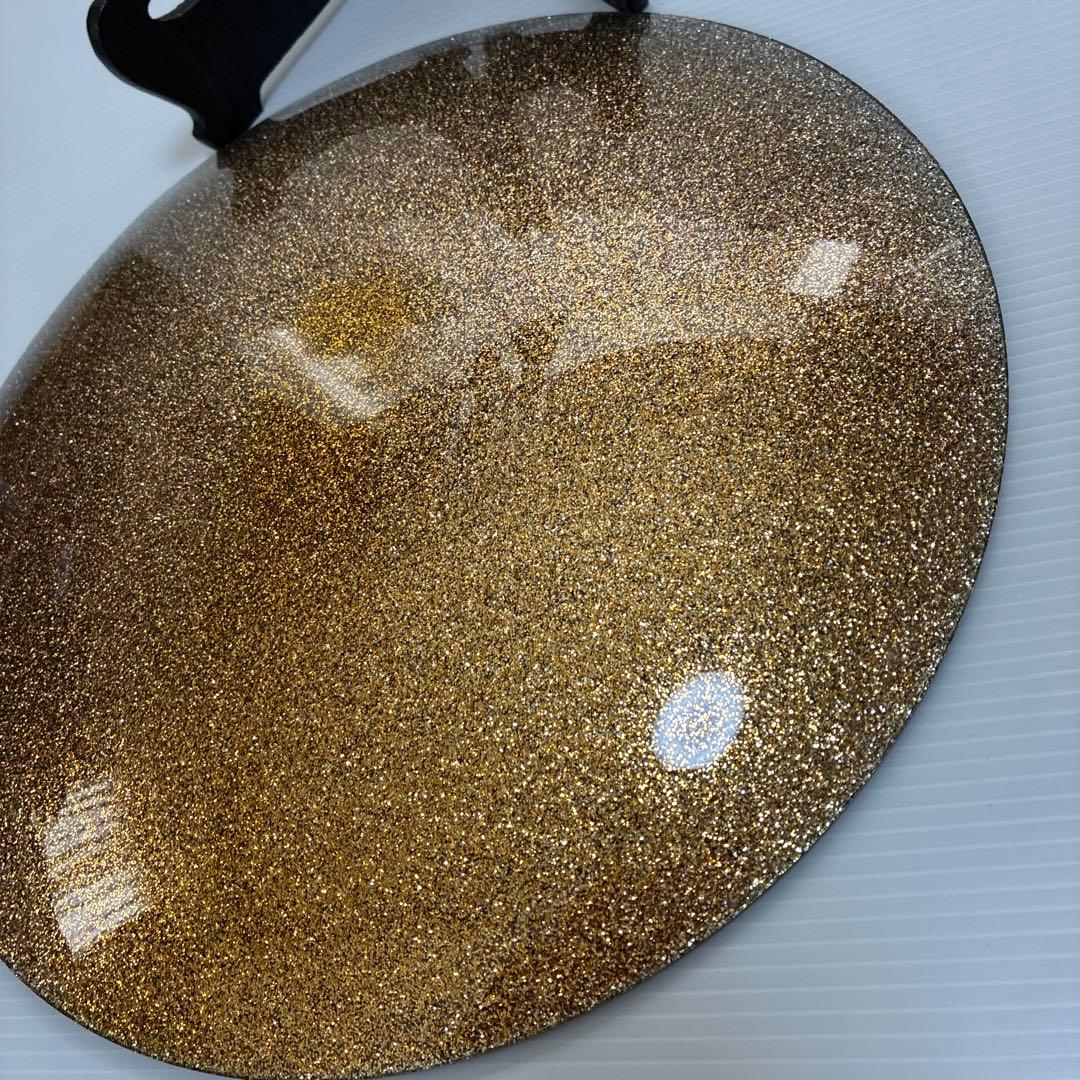 《ゴールド大皿》誠実と書かれたガラス製大皿　飾り物　インテリア　キンキラキン