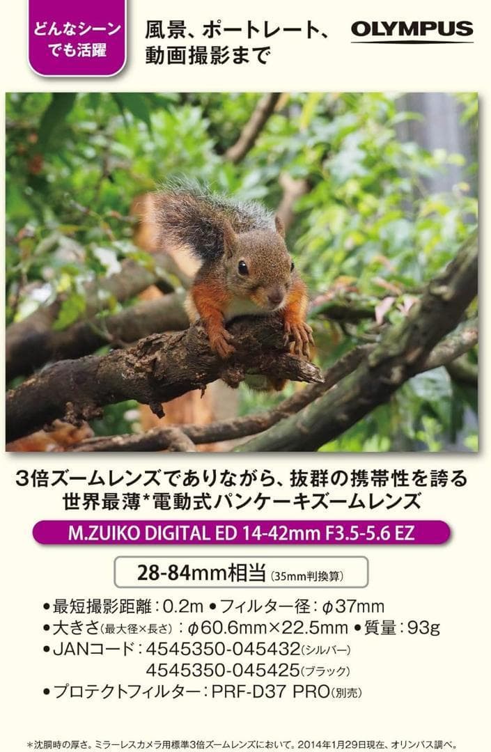 保証書写付OLYMPUS M.ZUIKO 14-42mm F3.5-5.6
