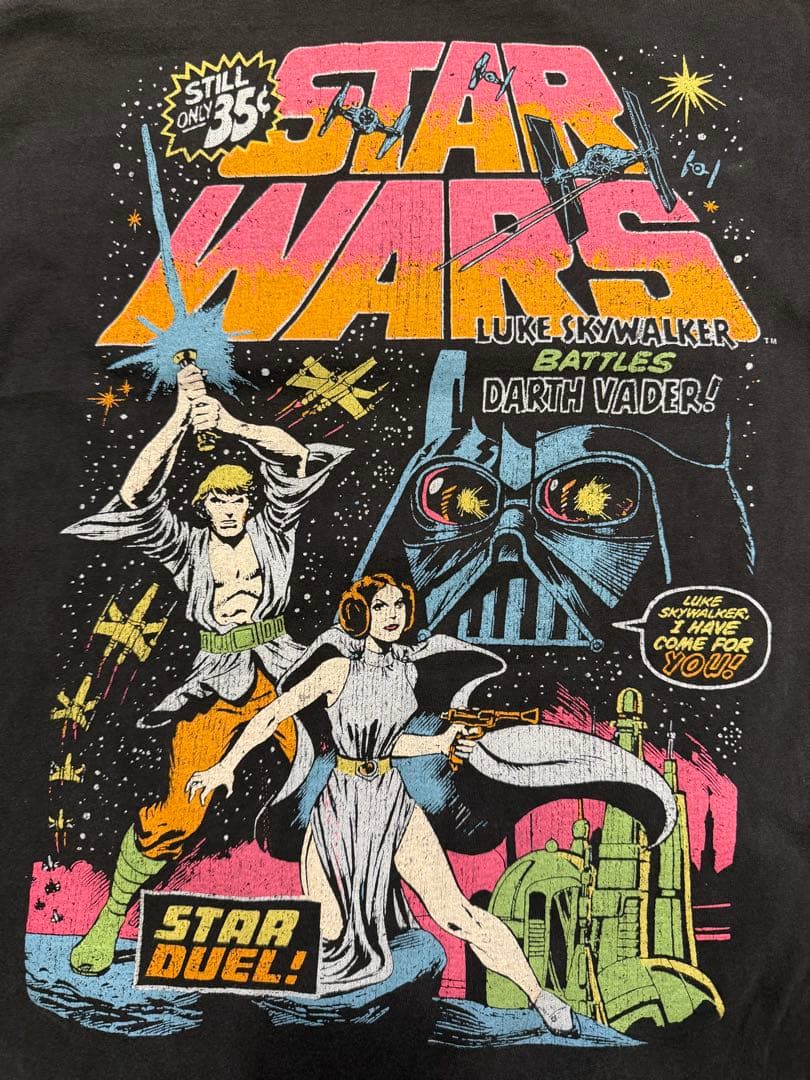 90s スターウォーズ Tシャツ両面フルカラープリント 墨黒ヴィンテージ L相当
